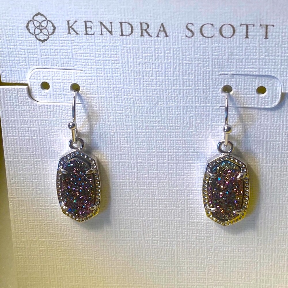 NWT Rare & Retired Kendra Scott Lee Earrings Multicolored Drusy & Silver GORG!